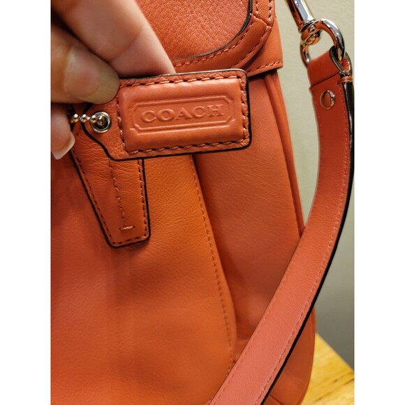 Coach Marin Taylor Leather Flap Shoulder Bag Purse Satchel Pink Salmon F26781 - Picture 4 of 16